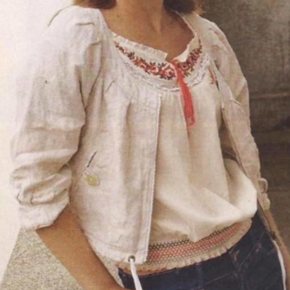ANTHRO Ett Twa Cropped Linen Jacket 12